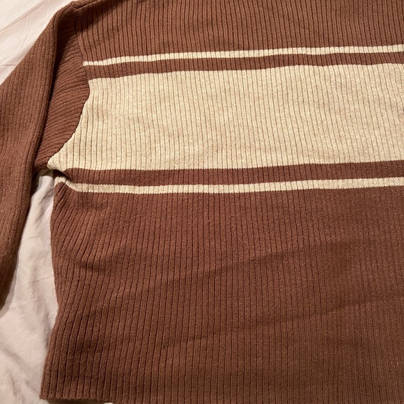 Gilli Women’s Sweater Plus Brown Tan Stripe Cropped Women's 2X EUC - Picture 10 of 11